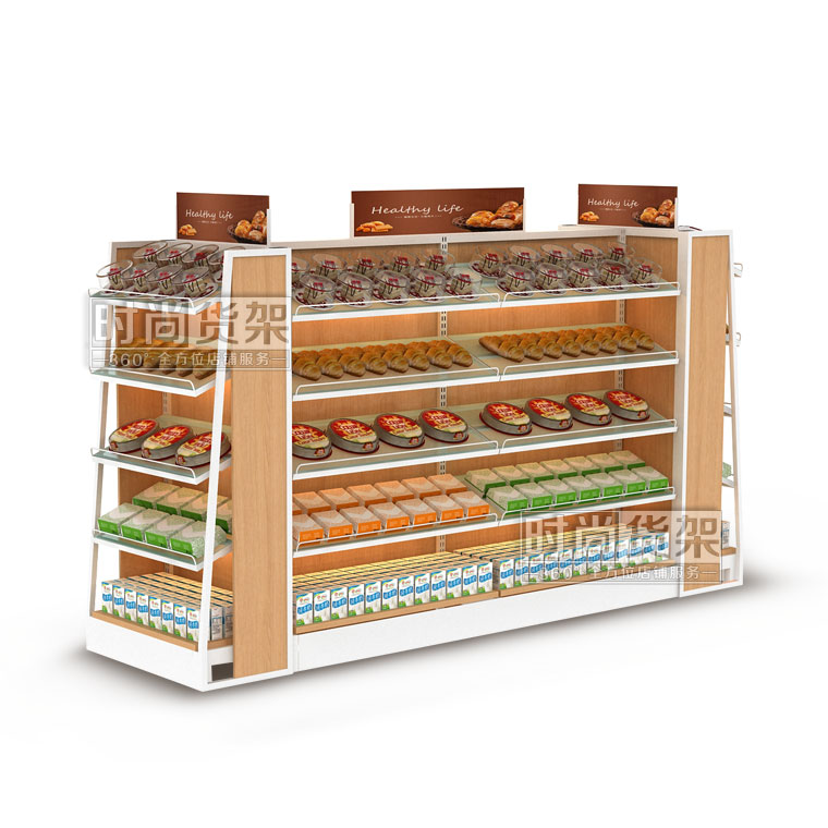 便利店貨架_面包貨架 (雙面木背板)